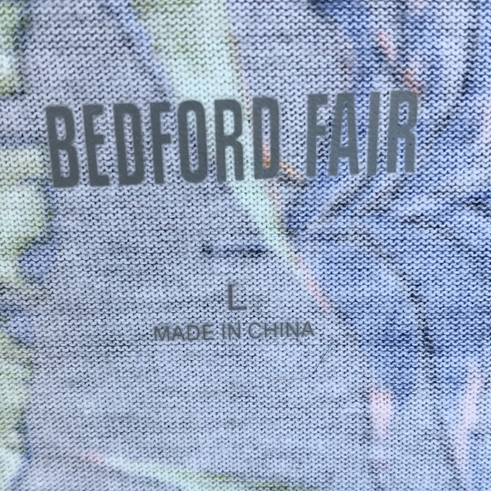 Bedford Fair Tropical Print Short-sleeved Tee shirt Size Large Like New - Picture 3 of 7